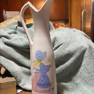 Vintage Ceramic Pitcher with Blue and White Design